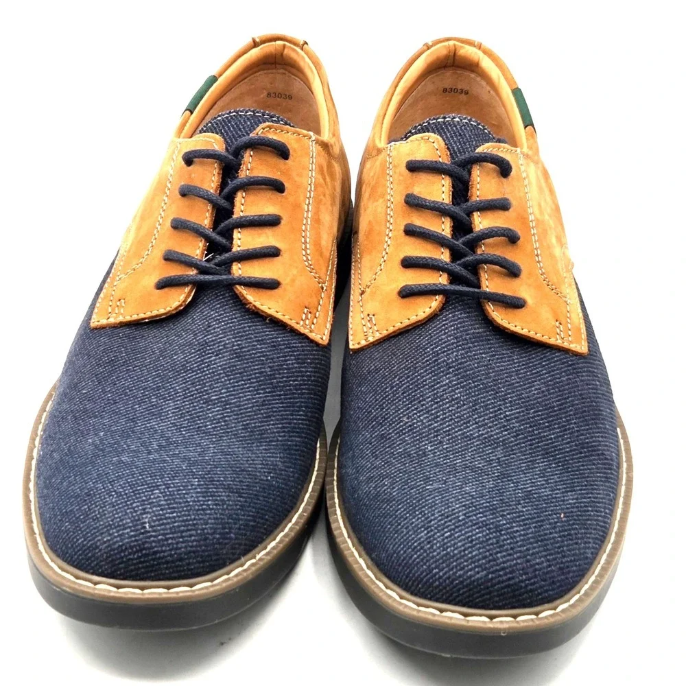 G.H. Bass & Co. Patterson Men's Shoes Blue Denim & Tan Nubuck Leather‎ Size 7.5
